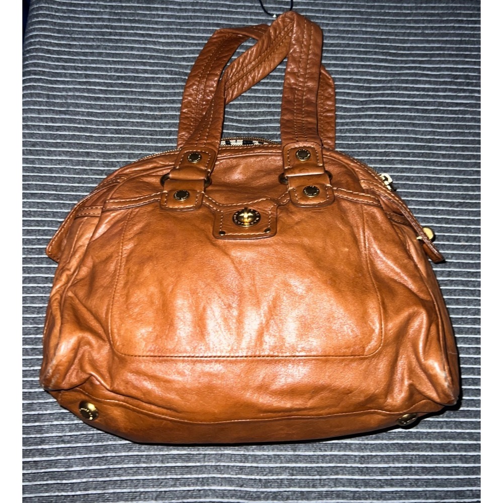 Marc by Marc Jacobs Totally Turnlock Benny Satchel Tan Leather Shoulder Bag Y2K